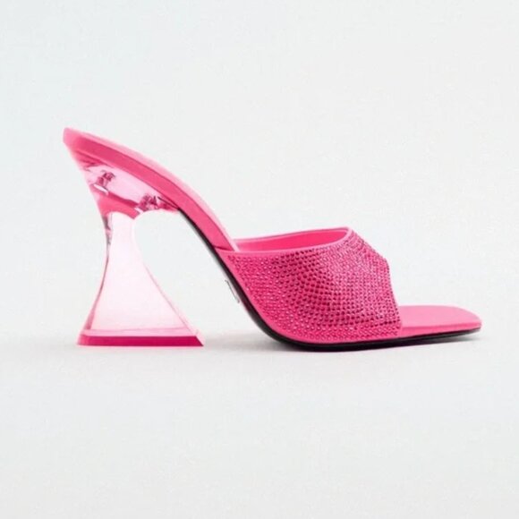Zara Pink Rhinestone Heels - Picture 1 of 4